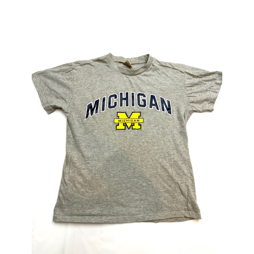 BIG BALL SPORTS Mens Medium Gray Short Sleeve UofM University of Michigan TShirt